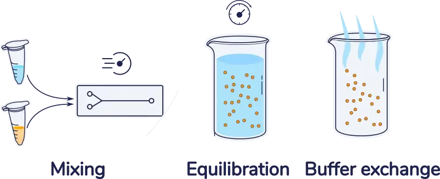 Lipid nanoparticle process synthesis with microfluidics steps